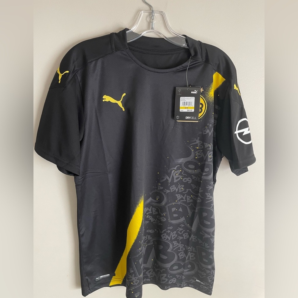 757161-02 Mens Puma BVB BORUSSIA DORTMUND AWAY SHIRT REPLICA SHORT SLEEVE M $90